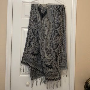 Studio S wrap / scarf, paisley grays and black